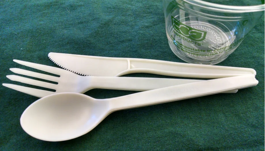 Western Restaurant Eco-friendly disposable dessert knife fork spoon pla utensil plastic compostable cutlery sets