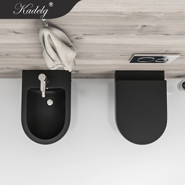 Sanitary Ware Ceramic Wall Mounted Matt Black Best Bidet Toilet Seat