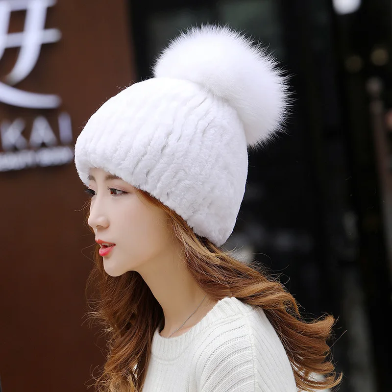 winter beret hat for women knitted hat rabbit fur be  fur hats bucket  fur winter fox  women Gaoding  Rex rabbit hair Plush