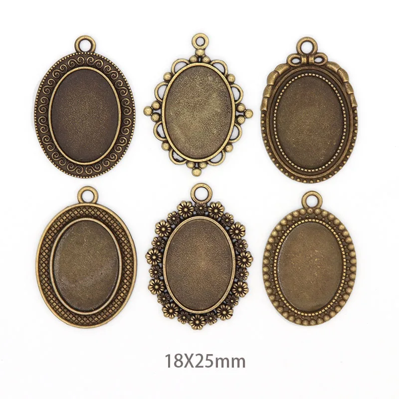 Oval Cabochon Cameo Settings Charms Pendants Tray 25mm x 18mm