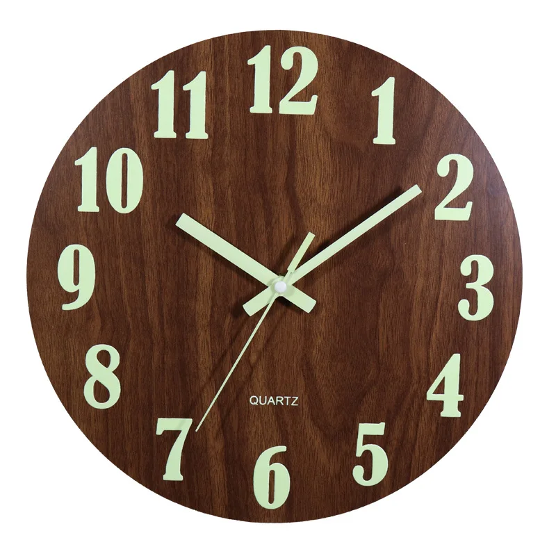Minimalist Creative Wall Clock Luminous Digital Circular Plastic Clock with Antique Style for Living Room
