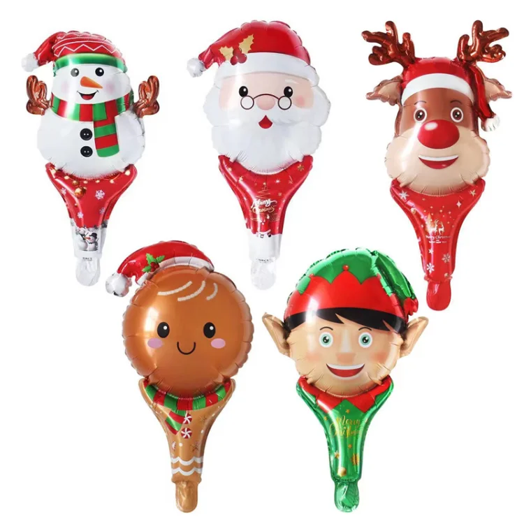 Wholesale Christmas Balloon Stick Merry Christmas Foil Balloons Kids Party Decoration Foil Balloon English Christmas Helium Toys