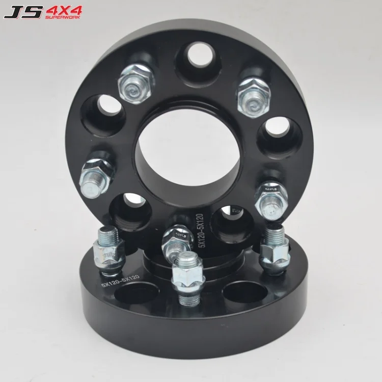 Hubcentric Wheel Spacers 5x120 Center Bore 72.6 with Black Lug Bolts