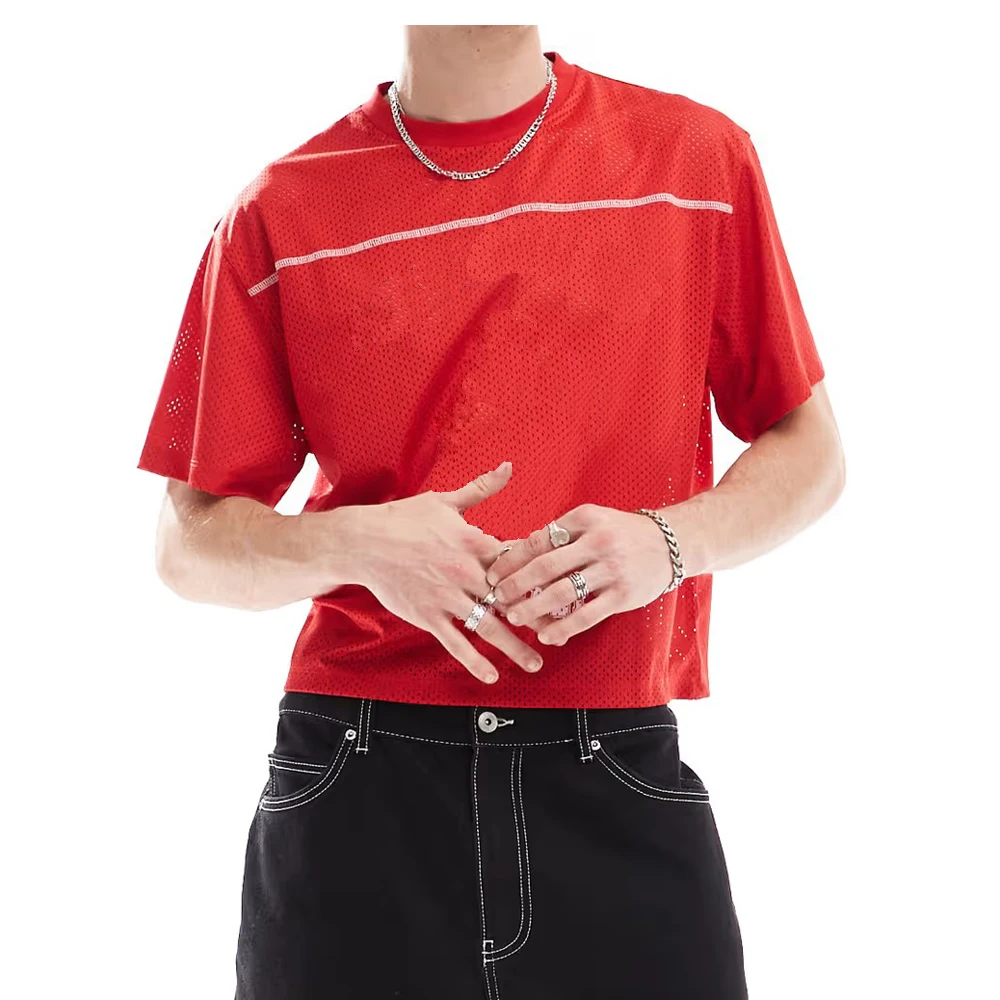 wholesale 230gsm Custom Printing T-Shirt cropped boxy airtex t shirt football Soccer Shirts Short Sleeve Mesh Jersey Crew