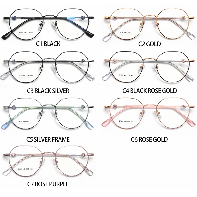 Stylish Personality Metal Frame Ladies Blue Light Filter Optical Eyeglasses