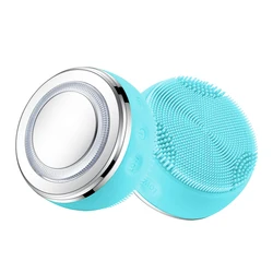 Electric Silicone Facial Cleaning Brush Massage Tender Skin Beauty LED Introduction Instrument
