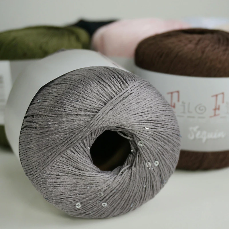 ZENGLONG 50g/roll 93% mercerized cotton 7% beads 1/5.1nm 1ply cotton blended fancy yarns hand knitting yarn for wholesale