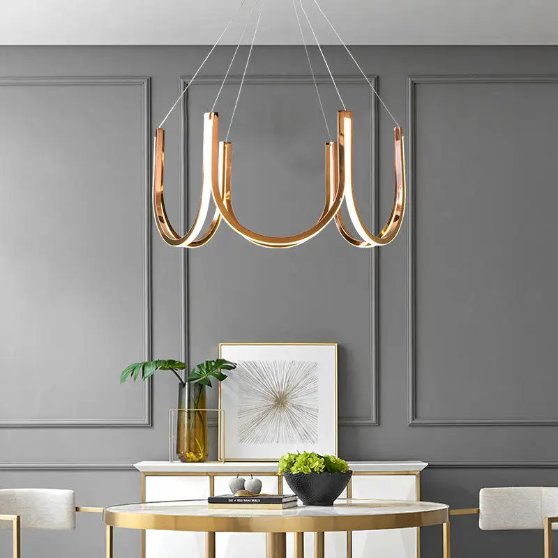 Latest Infinite Dimming Pole U-shaped Pendant Light Black Restaurant Kitchen LED Branch Pendant Light