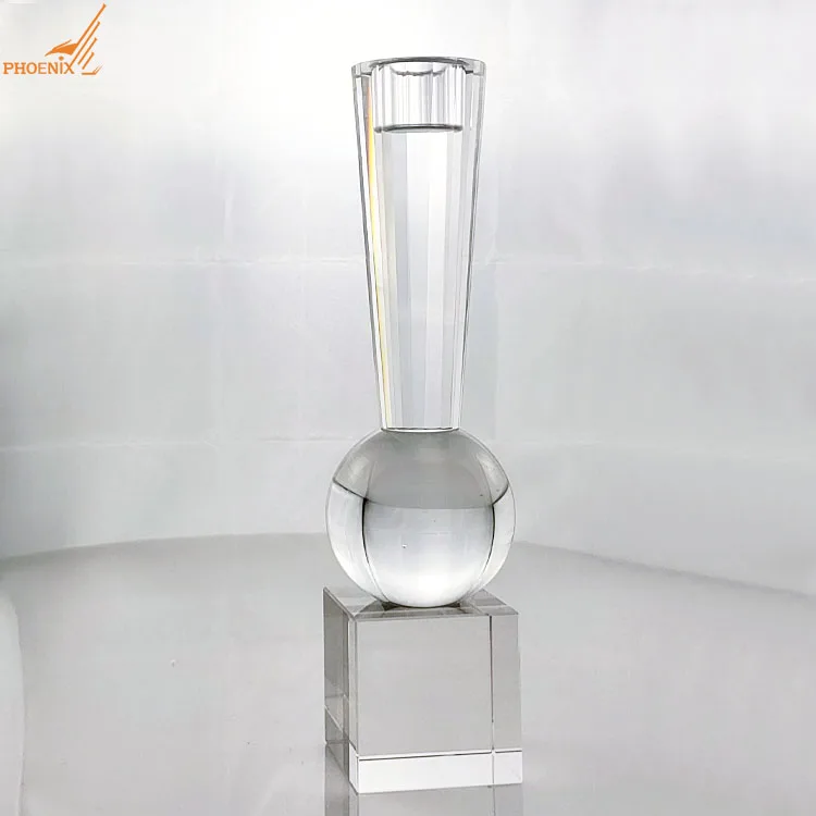Luxury K9 Unique Modern Square Clear Base Elegant Glass Crystal Taper Candlestick Pillar Holder For Decorations