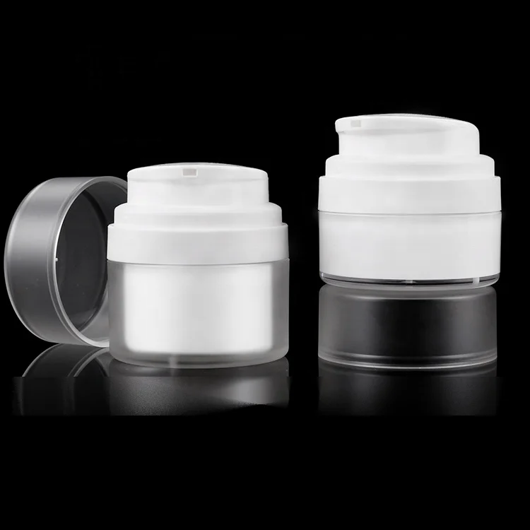 15ml 30ml plastic pump container frosted surface airless cosmetic cream jar