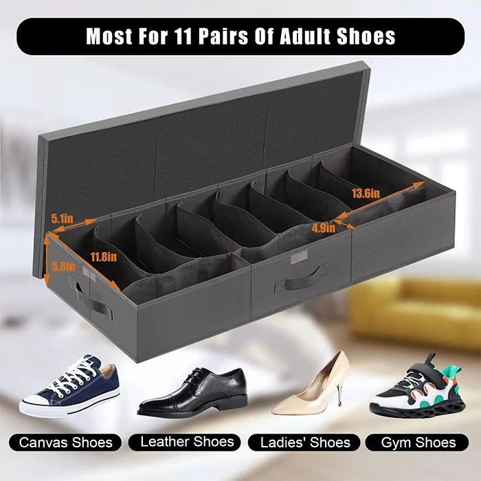 Folding Underbed Home Organization Fabric Storage Shoes Organizers Bins Stackable Storage Boxes With Lid