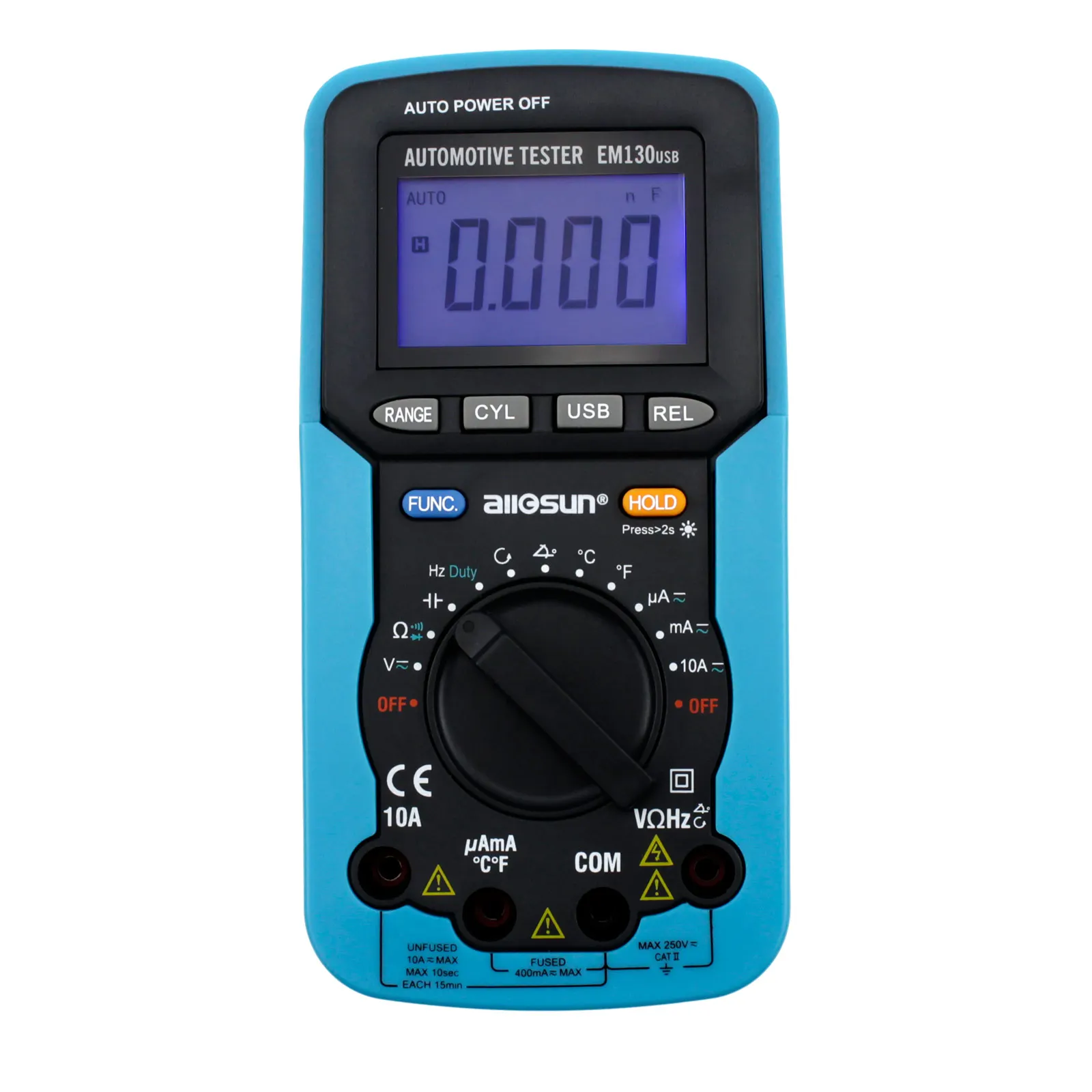 EM130USB Pro Digital Automotive Multimeter Handheld RPM Dwell Angle Test Pulse Width Test