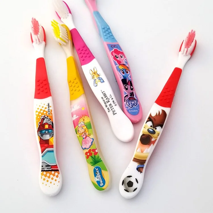 Different thermal transfer print cartoon characters kids toothbrush with different images print
