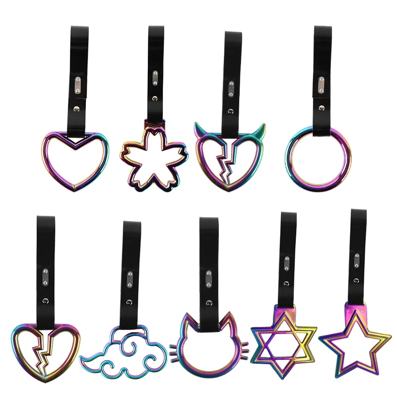 JDM Rainbow color Tsurikawa Ring JDM Drift Toy Handle Strap Tow For Train Bus Subway Car Drift bubble crystal car accessories