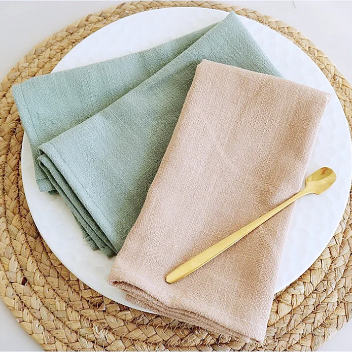 All Natural Cotton Linen Dinner Table Napkin Solid Color 40*40cm Tea Towel Quality Wedding Napkin Cloth