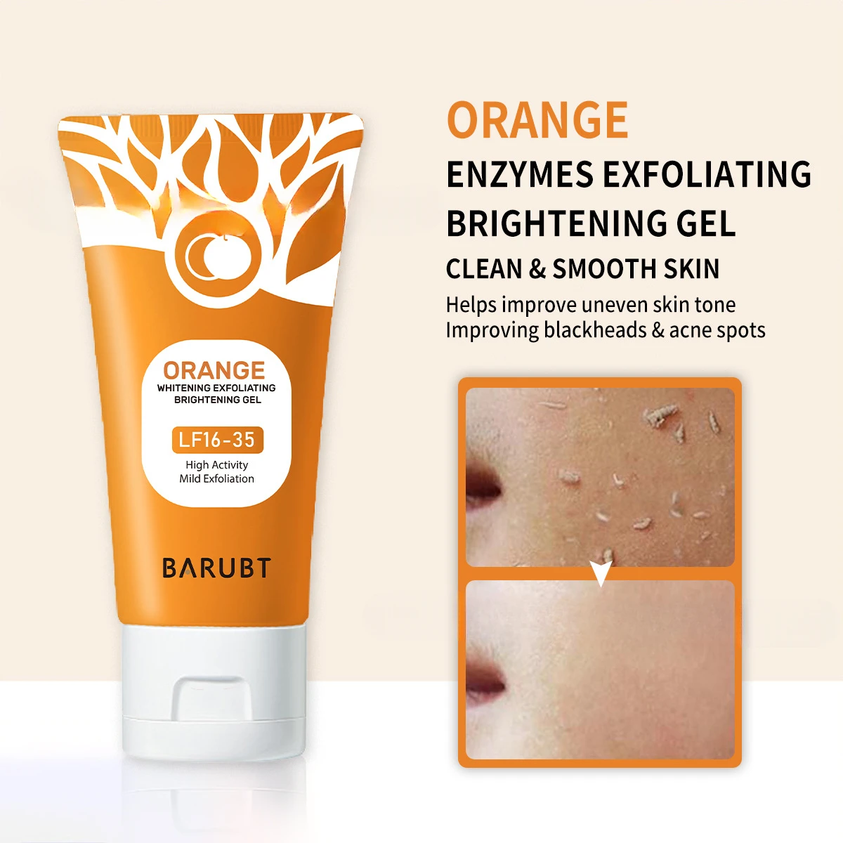 OEM ODM Peel Old Horniness Skin Brightening Clearnig Orange Exfoliating Whitening Cleaning Gel For All Skin Type