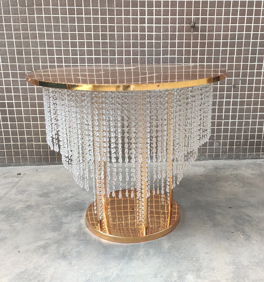 
 Свадебный стол для торта с золотыми кристаллами, новый дизайн  