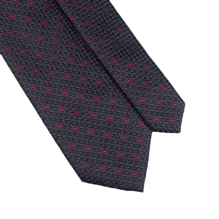 Accessories Microfiber Classic Red Mini Floral Pattern Black Thin Jacquard Polyester Mens Ties