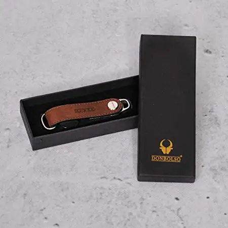 
mens genuine leather key wallet gift set custom logo key organizer holder 