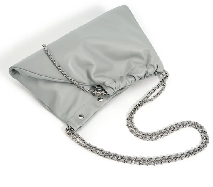 design with a top layer cowhide cloud bag double opening  simple and fashionable bag for women