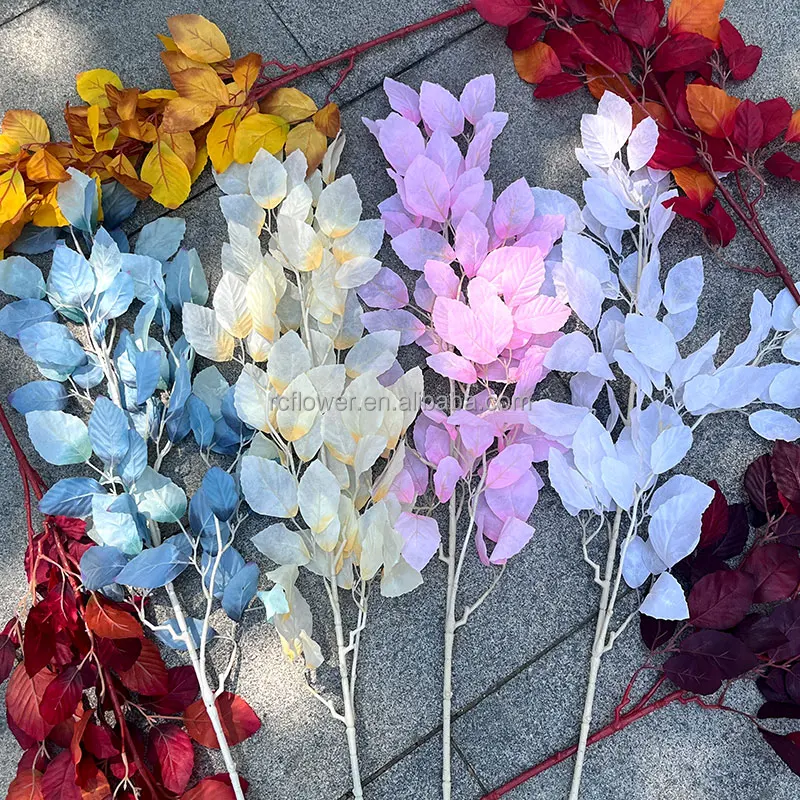 Factory Wholesale Silk Plants Leaves White Artificial Silk Greenery Leaves For Wedding Events Decor