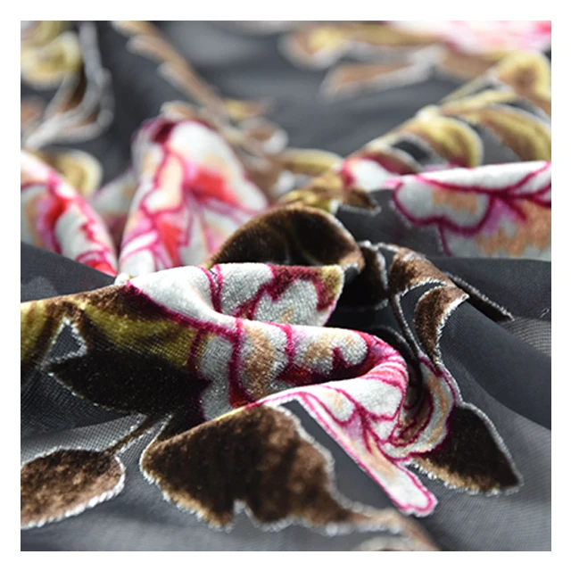 design velvet print burnout fabric for india customer Good Price
