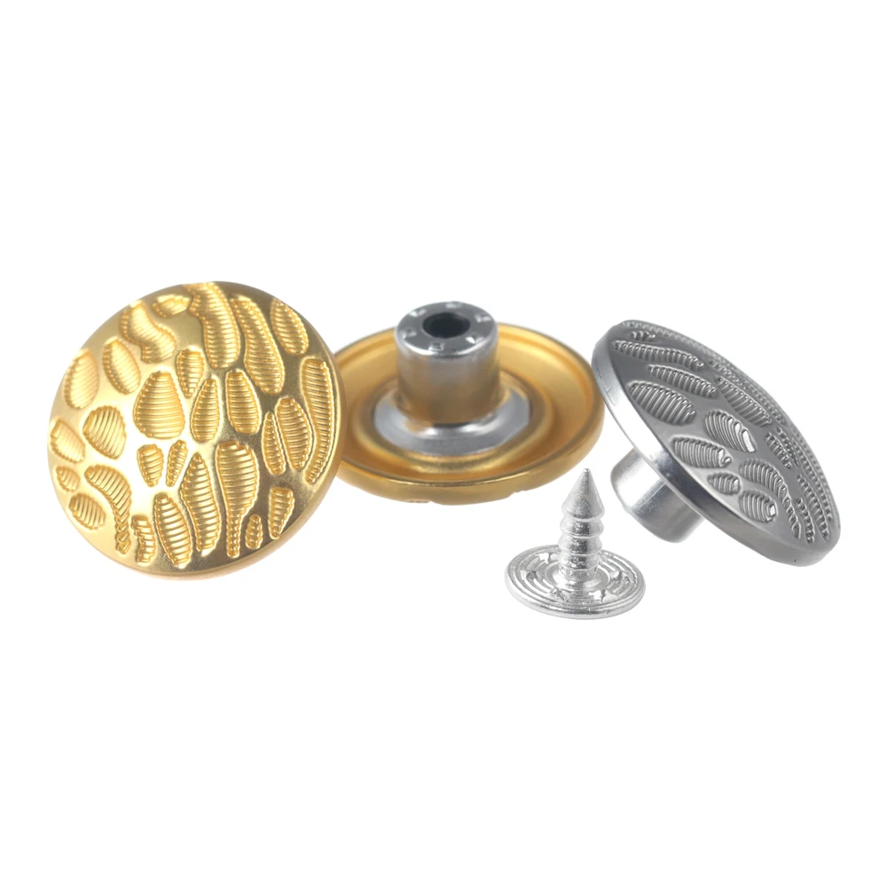 High Quality Customized Engraved Logo Anti. Gold Style Metal Zinc Alloy Jeans Button for Garments