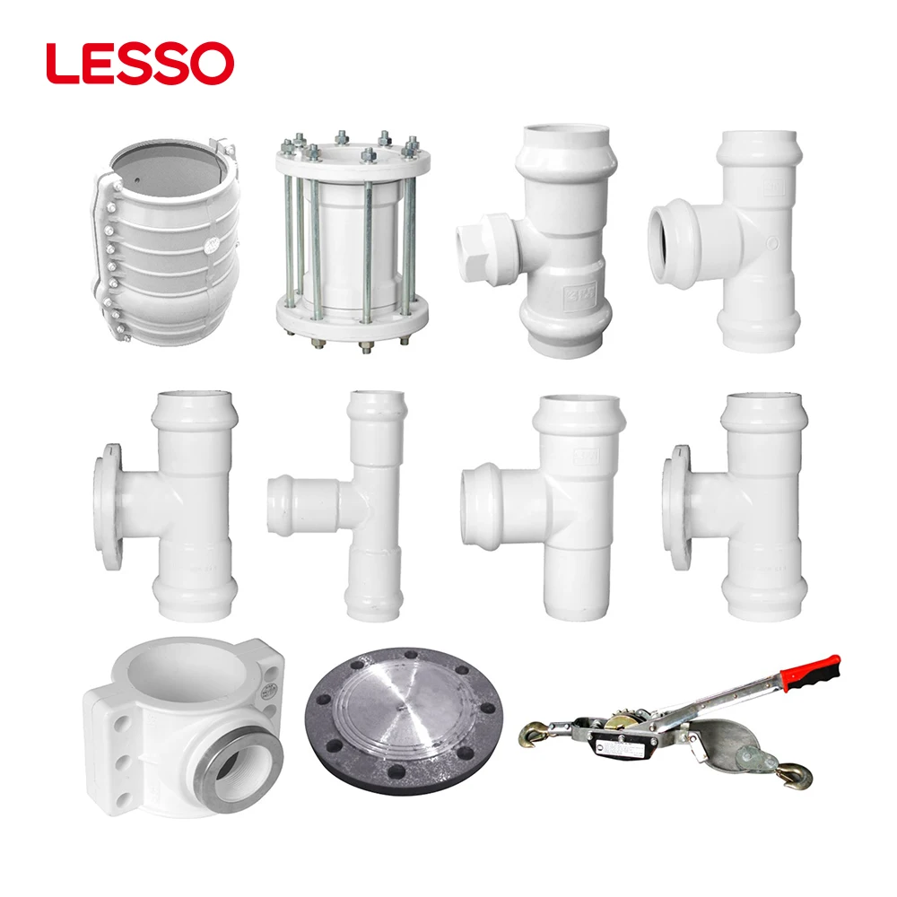 LESSO high temperature resistance durable plastic 100mm blue pvc water supply pipe and fittings