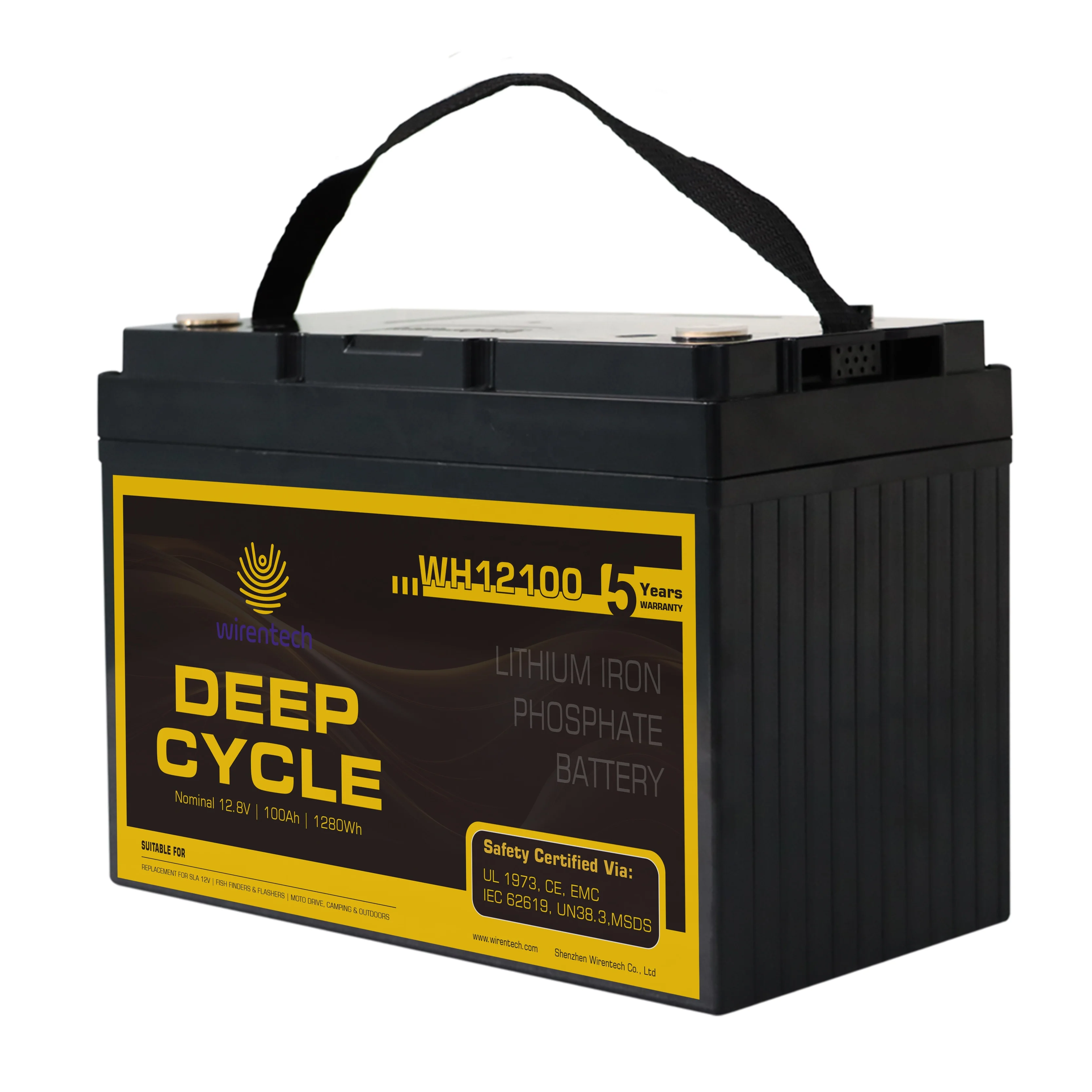 Rechargeable Deep Cycle 12V 100Ah LiFePO4 Battery Cranking Lithium Ion Battery 1500 CCA with Smart BMS 1A Balancer