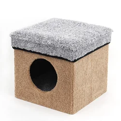 RTS luxury folding ottoman box storage chair pet house functional customized animal folding storage ottoman