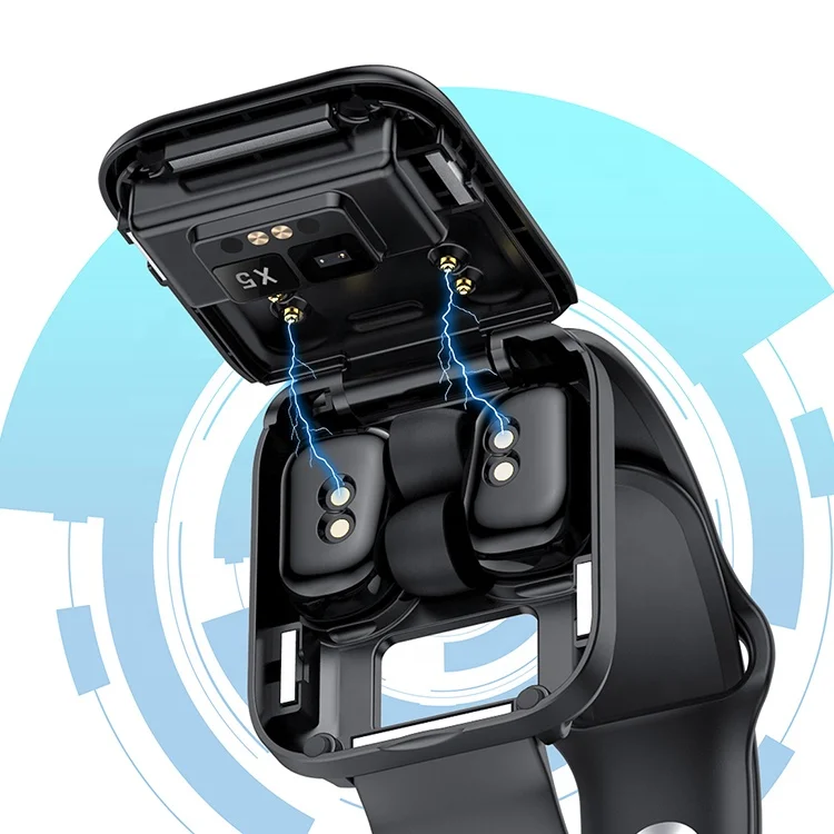 2021 Hot sale X5 2 in 1 Smart Watch TWS Earphone Heart Rate Monitor Full Touch Screen Music Fitness Watch with Headset X5 pro