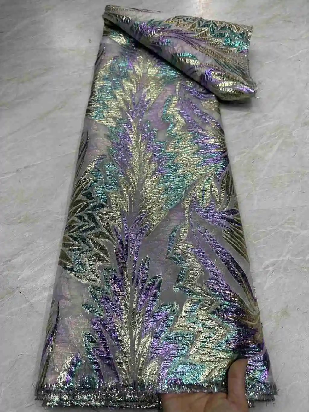 YZL095 Newest  French Gildng Jacquard Brocade Lace Fabric 2023 High Quality African Lace Fabric For Sewing Women Party Dresses