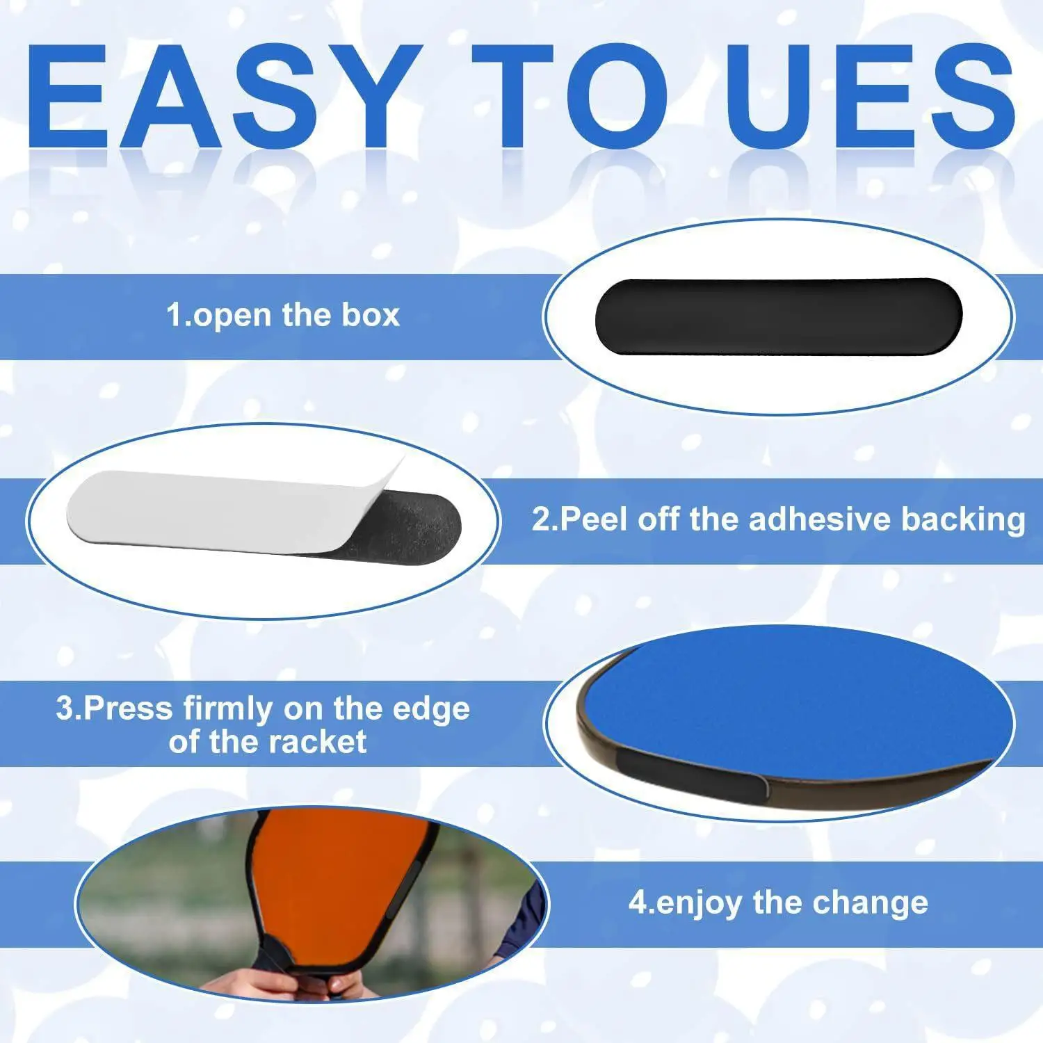 20 Pcs Pickleball Lead Tapes Adhesive Pickleball Edge Guard Tape Bars to Increase Power Swing Speed