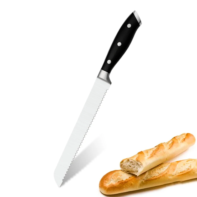 Classic Bread Knife for Homemade Bread Ergonomic Black Forged ABS Handle cake knife
