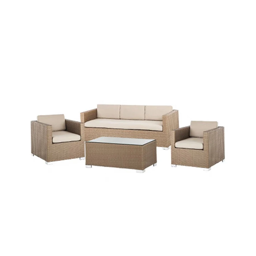 Unique Outdoor Natural Rattan And Bamboo Sofa For Home Bar Application Four Seater Patio Set