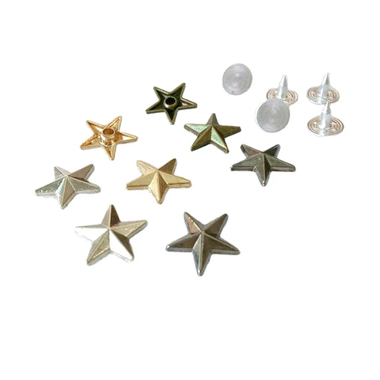 Simple Design Pentagram Zinc Alloy Metal Rivets Star Jeans Button Rivets With Aluminum Nail