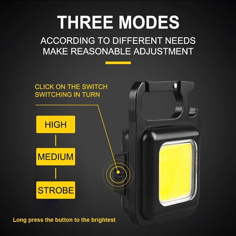 Миниатюрный перезаряжаемый светодиодный фонарик с монолитным блоком светодиодов, карманный светильник для ключей, супер яркий фонарь для кемпинга