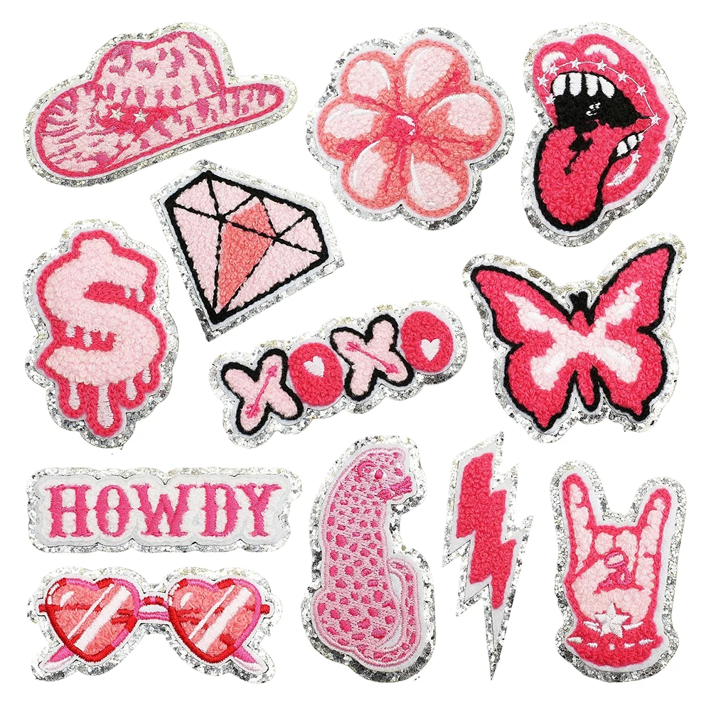 Хорошее качество Лидер продаж серебристые блестящие нашивки из синели розовые для одежды сумочки украшения ручной работы