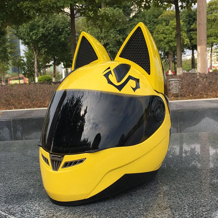 Yoursjoys open face bike motorcycle Cat ears helmet ornament cute motorcycle helmets