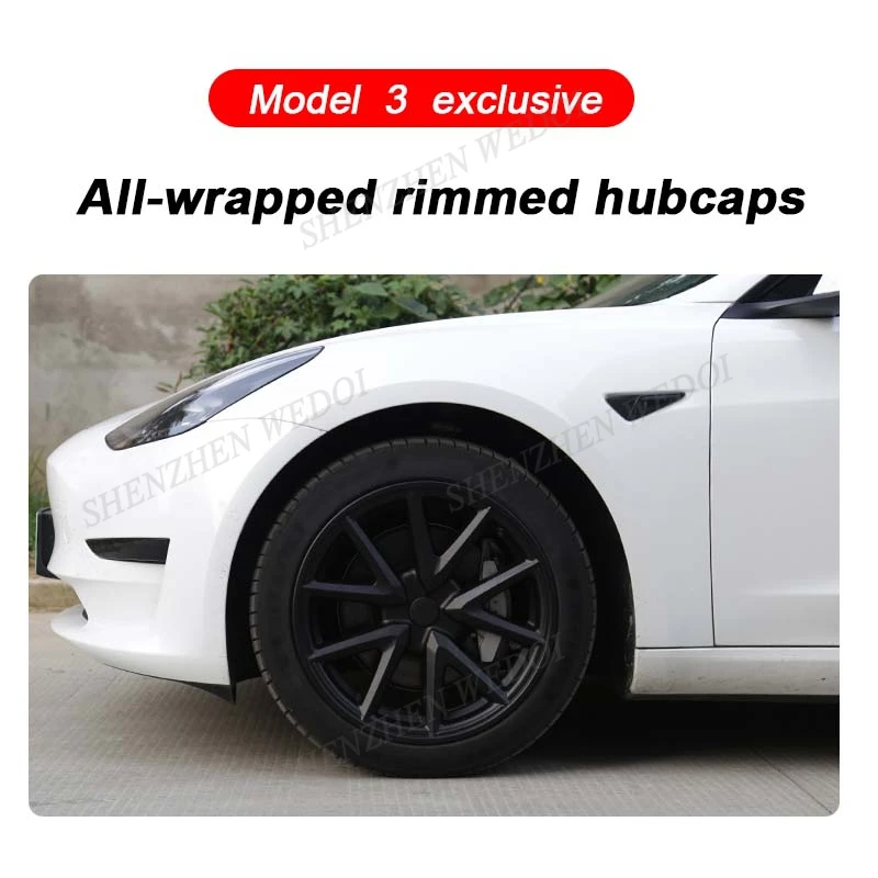 Matte Black 18 Inch New for Tesla Model 3 Wheel Cover Hubcaps Hub Caps Wheel Rim Protector Kit Exterior Accessories