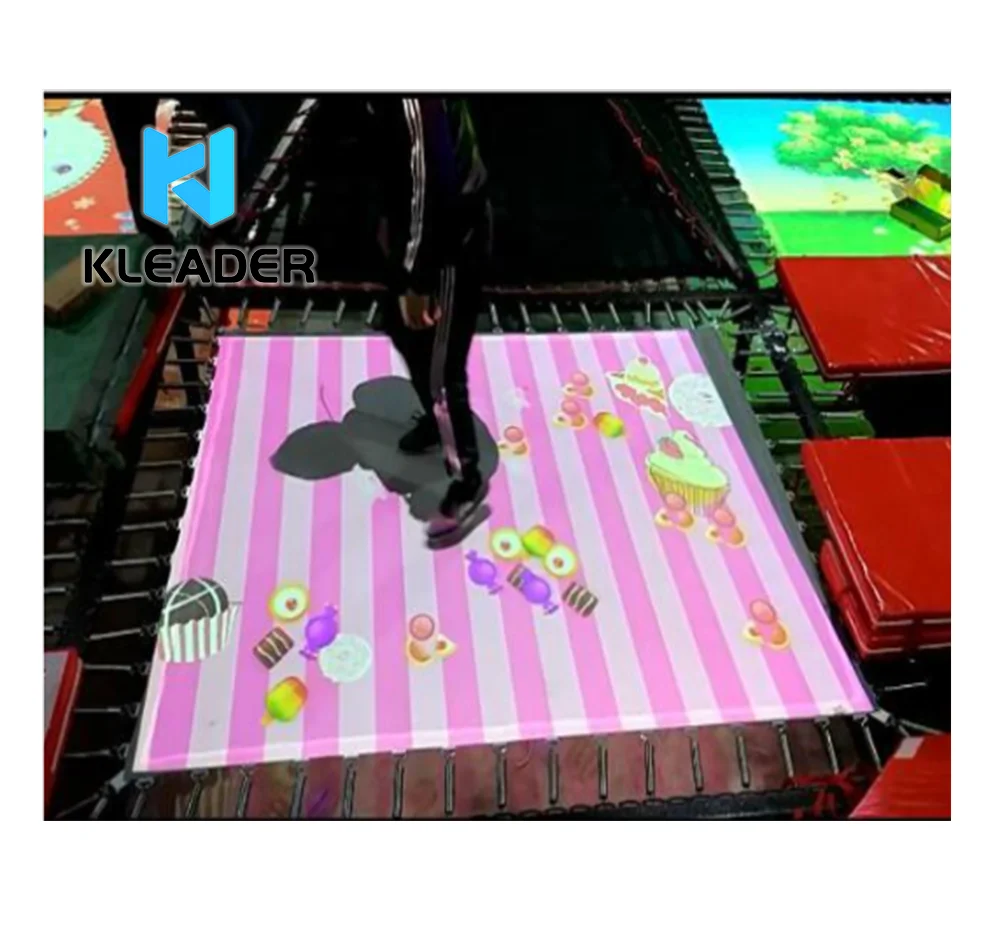 Newest Indoor Trampoline Kids Amusem Batteryent Park Playground Trampoline Idown Cable Coupler Exhibition Interactive Projection