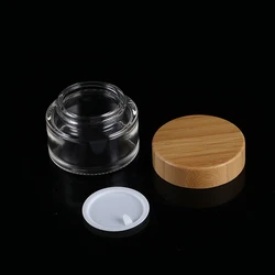 bamboo lid jar 2 oz 200g clear frosted glass jar with real bamboo top