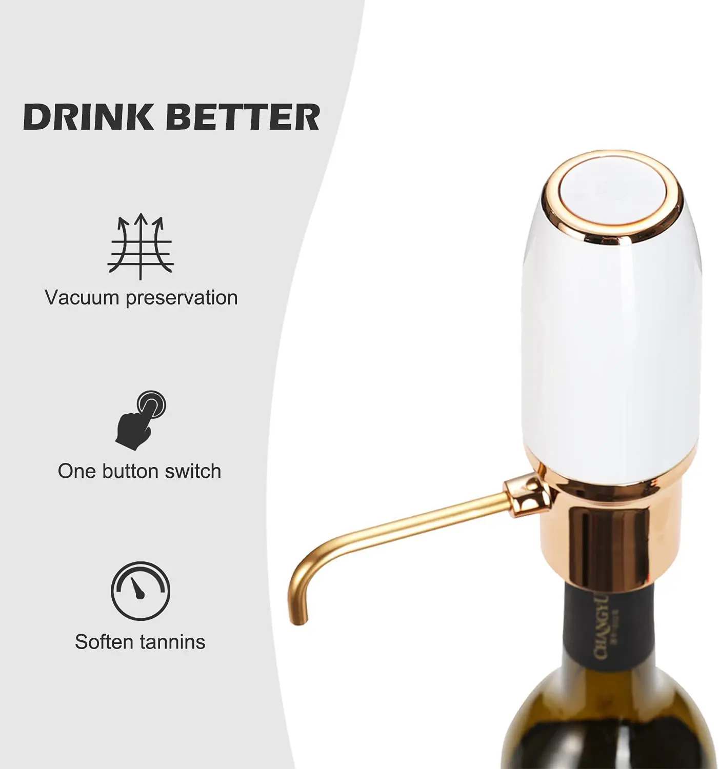 Electric Wine Aerator Pourer Automatic Smart Decanter Dispenser Rechargeable with Micro USB Cable