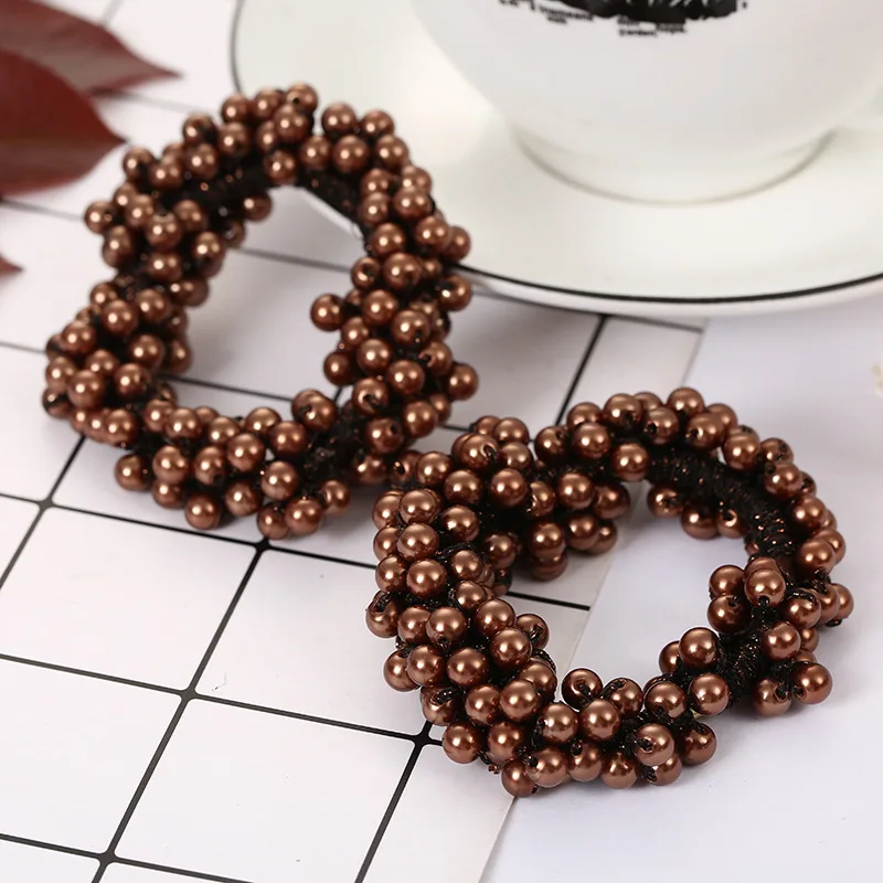 Fashion Pearl Hair Rope Bead Sweet Scrunchy Elastic Rope For Hair Bows Pearl Rubber Band Hair Ring For Women Girl