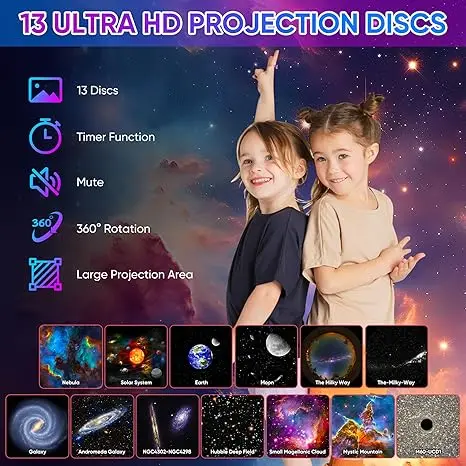 13 IN 1 Realistic Planetarium Projector HD Focus Sky Projector Star Moon Galaxy Night Light for Bedroom