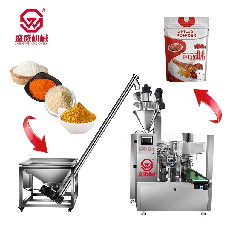 Automatic Doypack Premade Chilli Powder Flour Spice Pepper Coconut Paprika Curry Ziplock Bag Zipper Pouch Packing Machine
