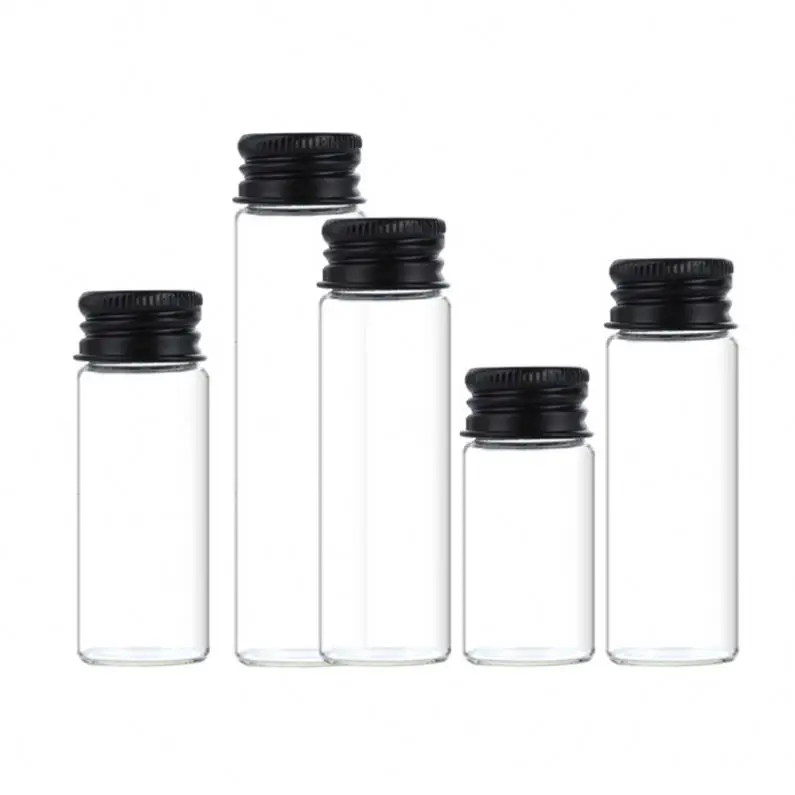 Diameter 22mm Custom your Logo High borosilicate test tube  laboratory bottle glass vials  with black screw cap