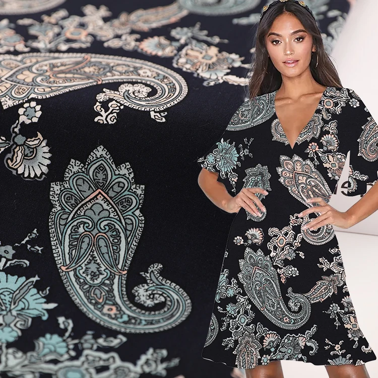 Wholesale chaills plain woven digital printed soft double crepe gauze somali bati 100%  viscose rayon fabric manufacturers