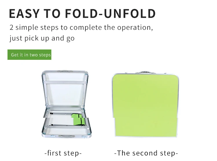 
Blue Green White Folding Picnic Tables Lightweight Desk Portable Handle Camping Folding Table And Chairs Set 