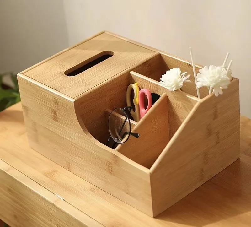 Multi-Functional Chinese Home Living Room Light Luxury Coffee Table Wooden Tissue Paper Box Remote Control Storage Love-Themed
